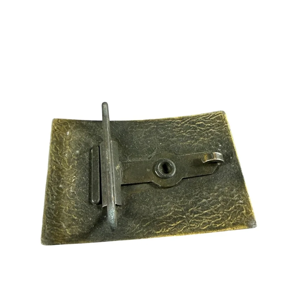 Vintage Lee Jeans Belt Buckle Brass Tone Rectangle Logo Western Workwear Mens